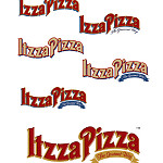 Development progression of the selected logo, with different color variations, and sub-text styles.