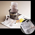 3-D Invitation- Portfolio Review. During my final semester of school, I underwent a faculty portfolio review that required an invitation. In order to stand out, I ignored the conventional invitation ideal of a gatefold card and instead constructed this 3-D representation of a miniature trash can, with applicably-sized samples from my portfolio and the actual invitation: a crumpled, stained memo inviting the faculty member in question to help me “take the trash out of my portfolio” at my portfolio review. 12 Faculty members found one of these in their mailbox that morning. 