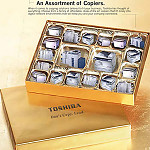 Magazine Ad- School Project. A magazine ad for Toshiba Copiers… The client had already established their copy; they just needed a visual to go with it.  What else comes in an assortment? Asking myself that question quickly led me to the boxed chocolate concept. Shown is the initial ad comp, completed within the stipulated 1 ½ –hr. period. 